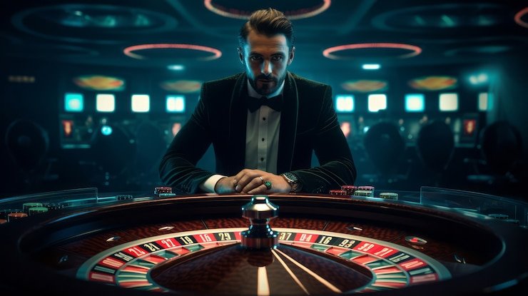 Baccarat dealer in live studio at 7vip
